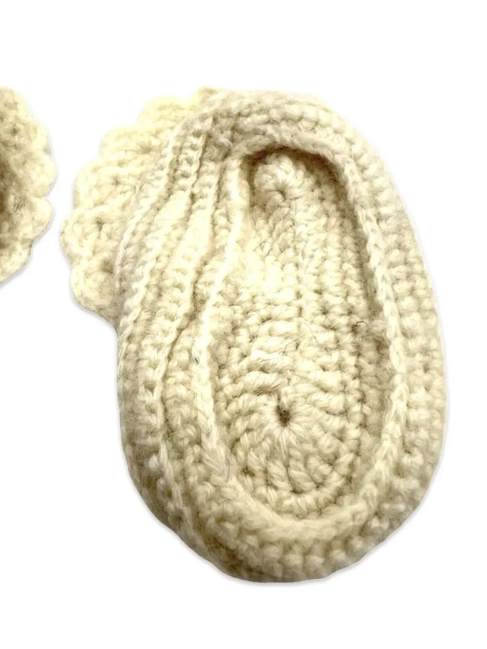 Ivory Crochet Baby Booties Vintage 2 Pair Lot OS